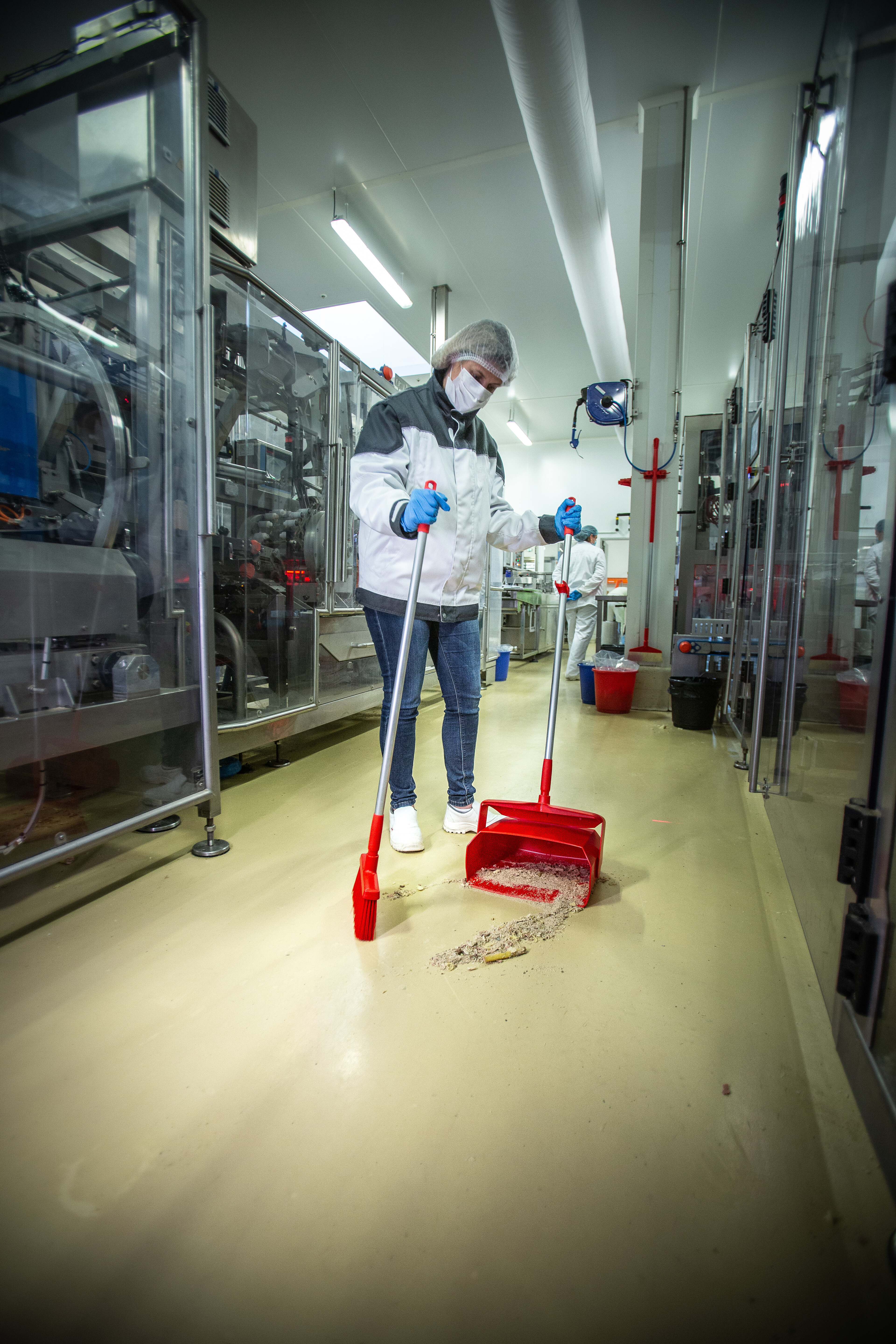 Vikan Dustpan set, closable with broom, 350 mm, Medium, Blue