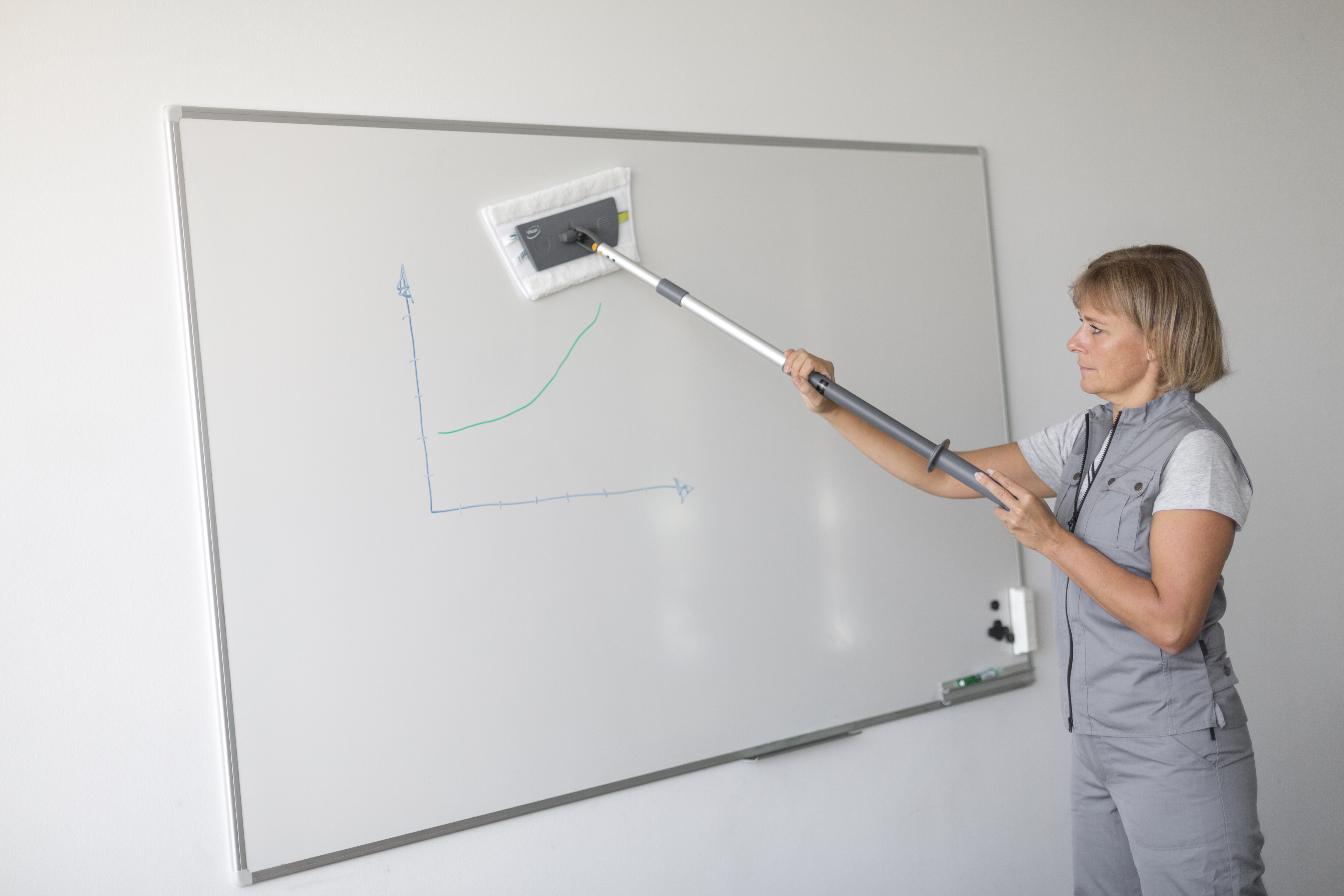 Vikan Short Telescopic Handle, 580 - 1390 mm, Ø35 mm, Click-on, Grey
