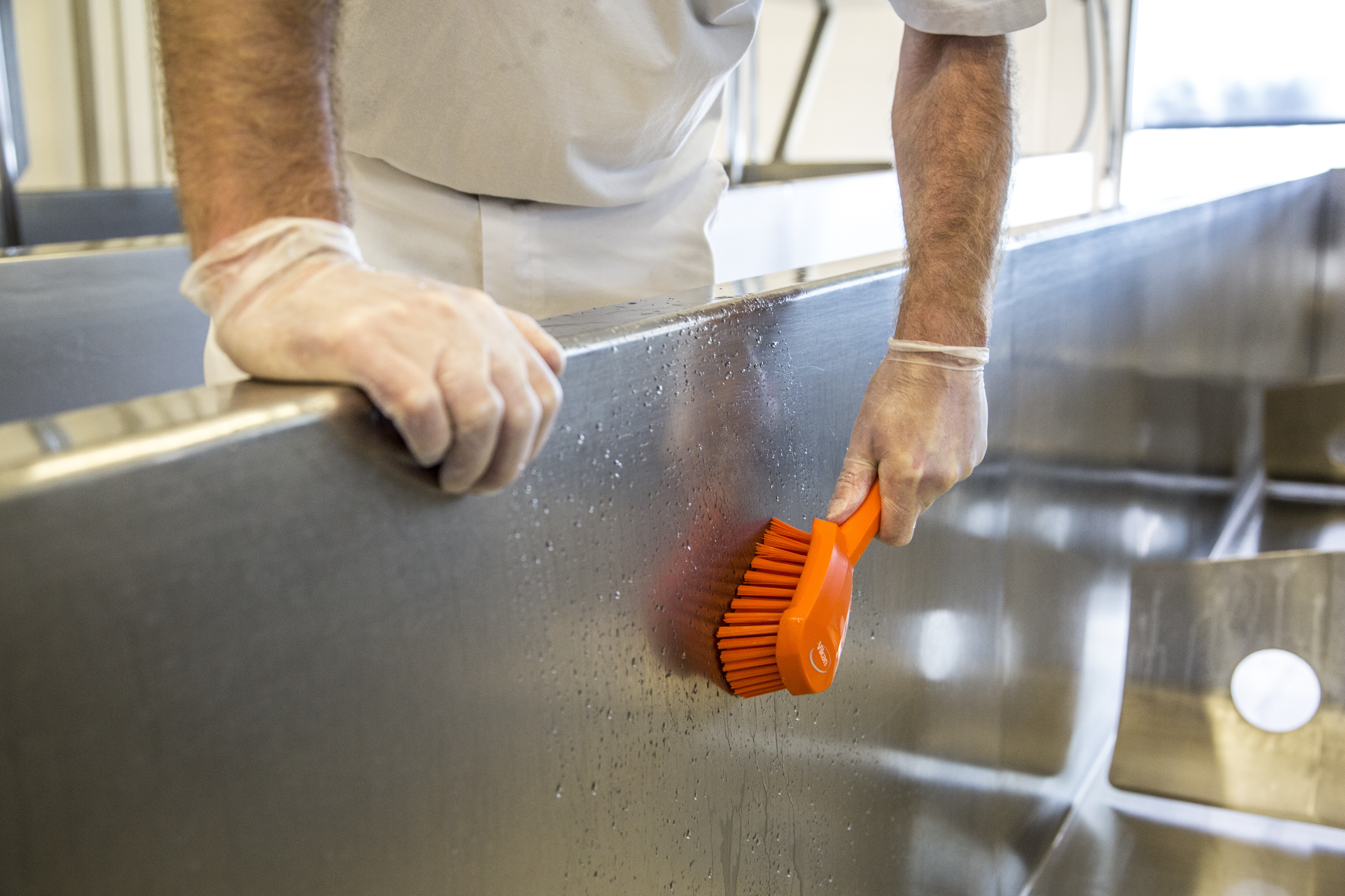 Vikan Washing Brush w/short Handle, 270 mm, Hard, Blue