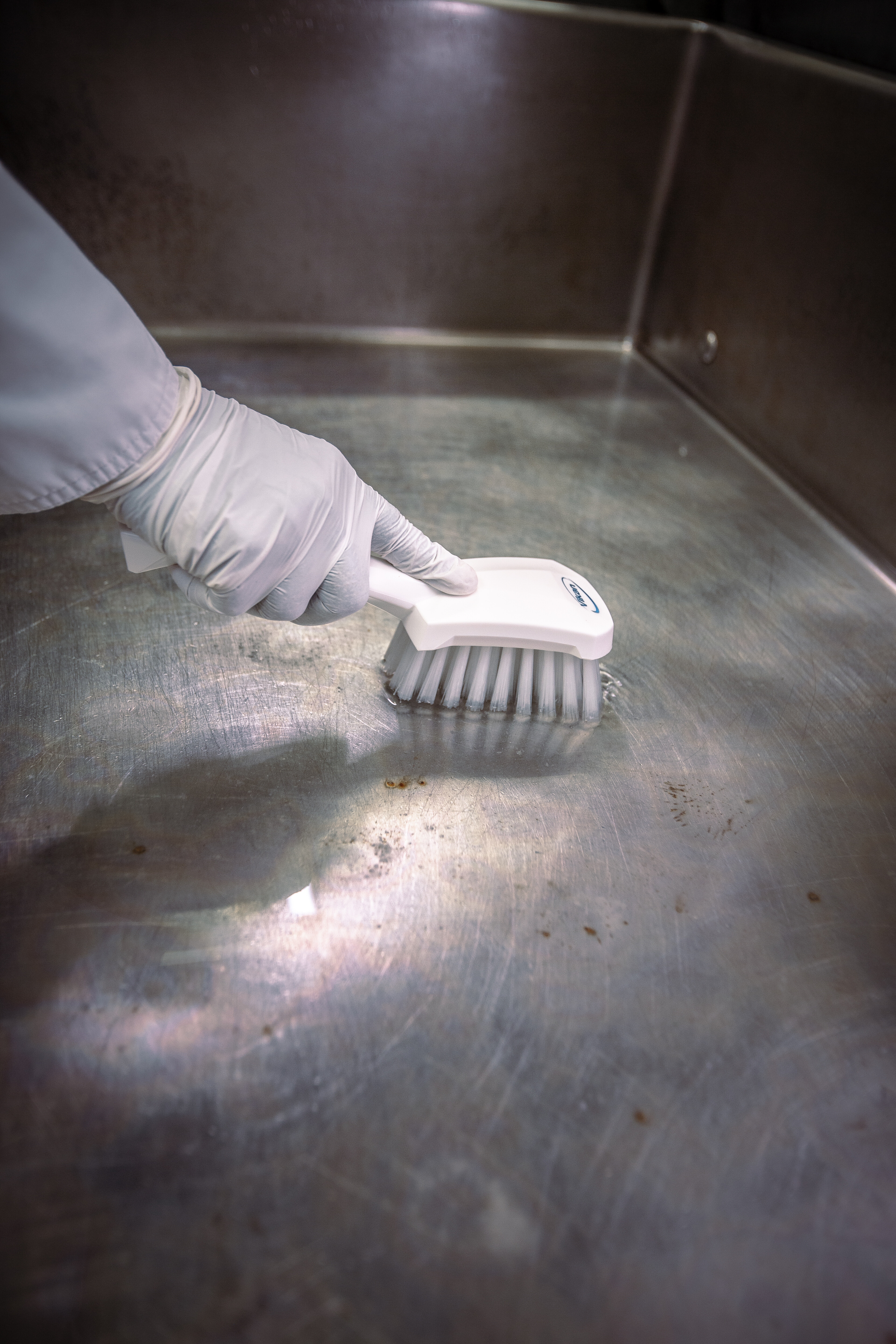 Vikan Washing Brush w/short Handle, 270 mm, Hard, Blue