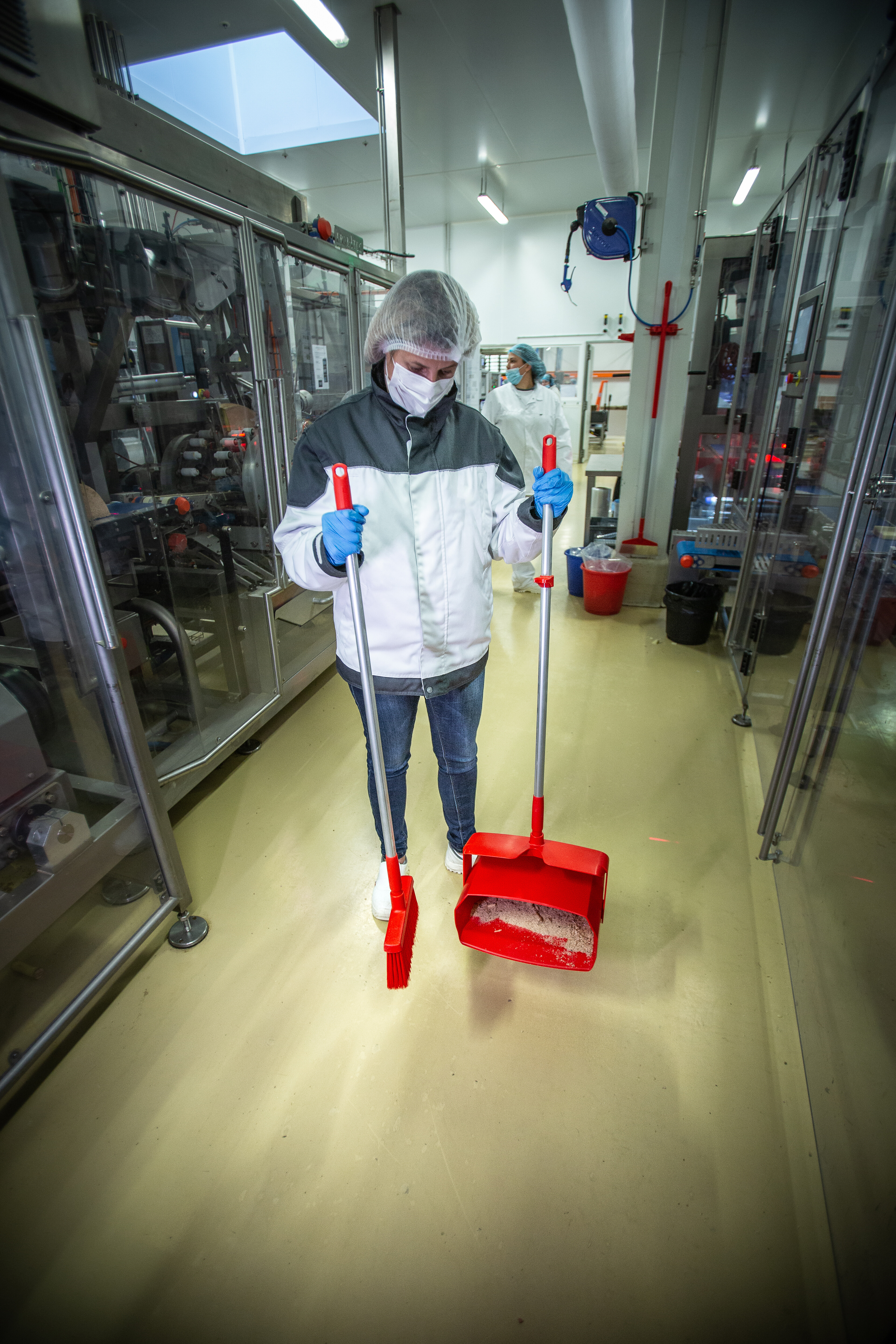 Vikan Dustpan set, closable with broom, 350 mm, Medium, Blue