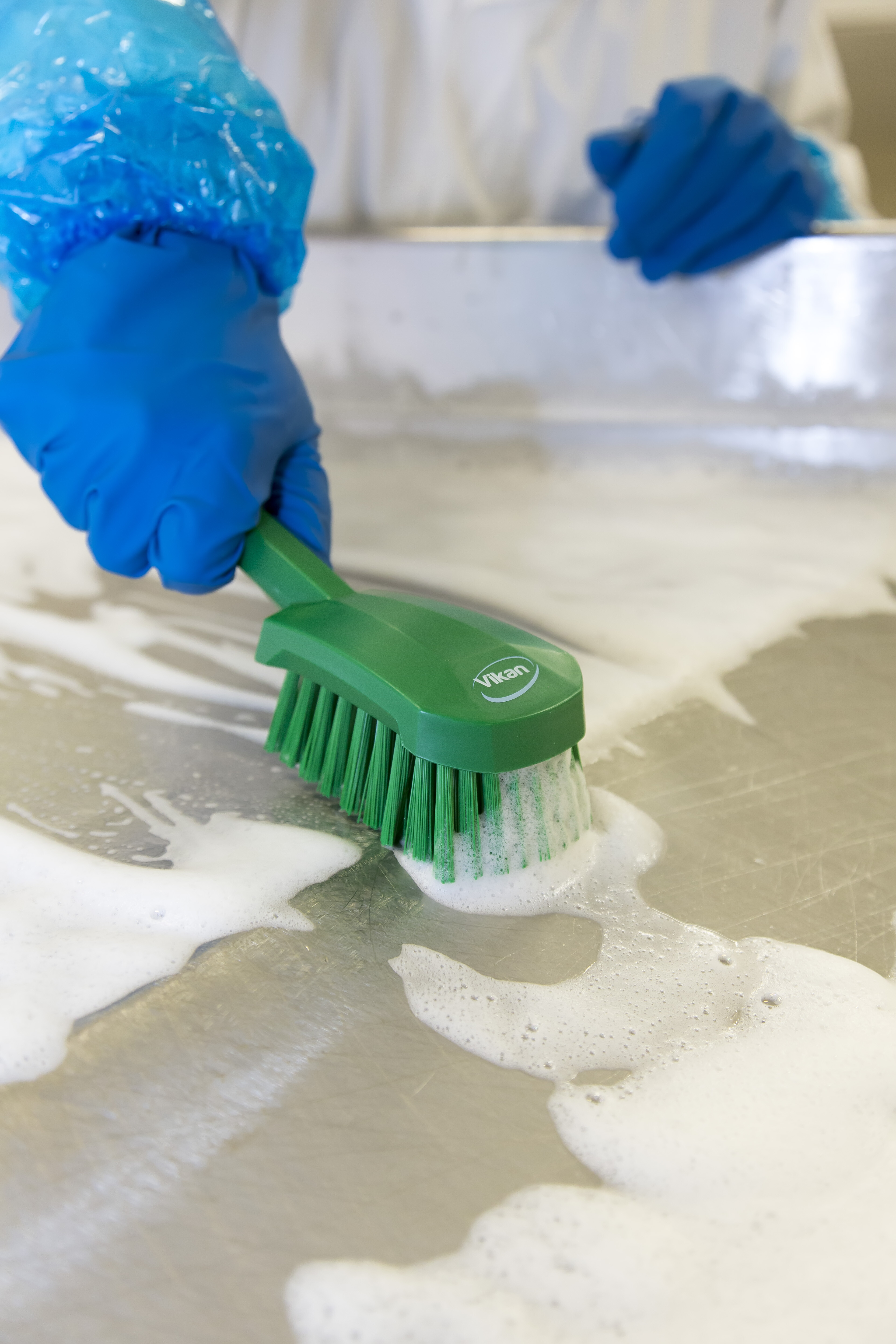 Vikan Washing Brush w/short Handle, 270 mm, Hard, Blue