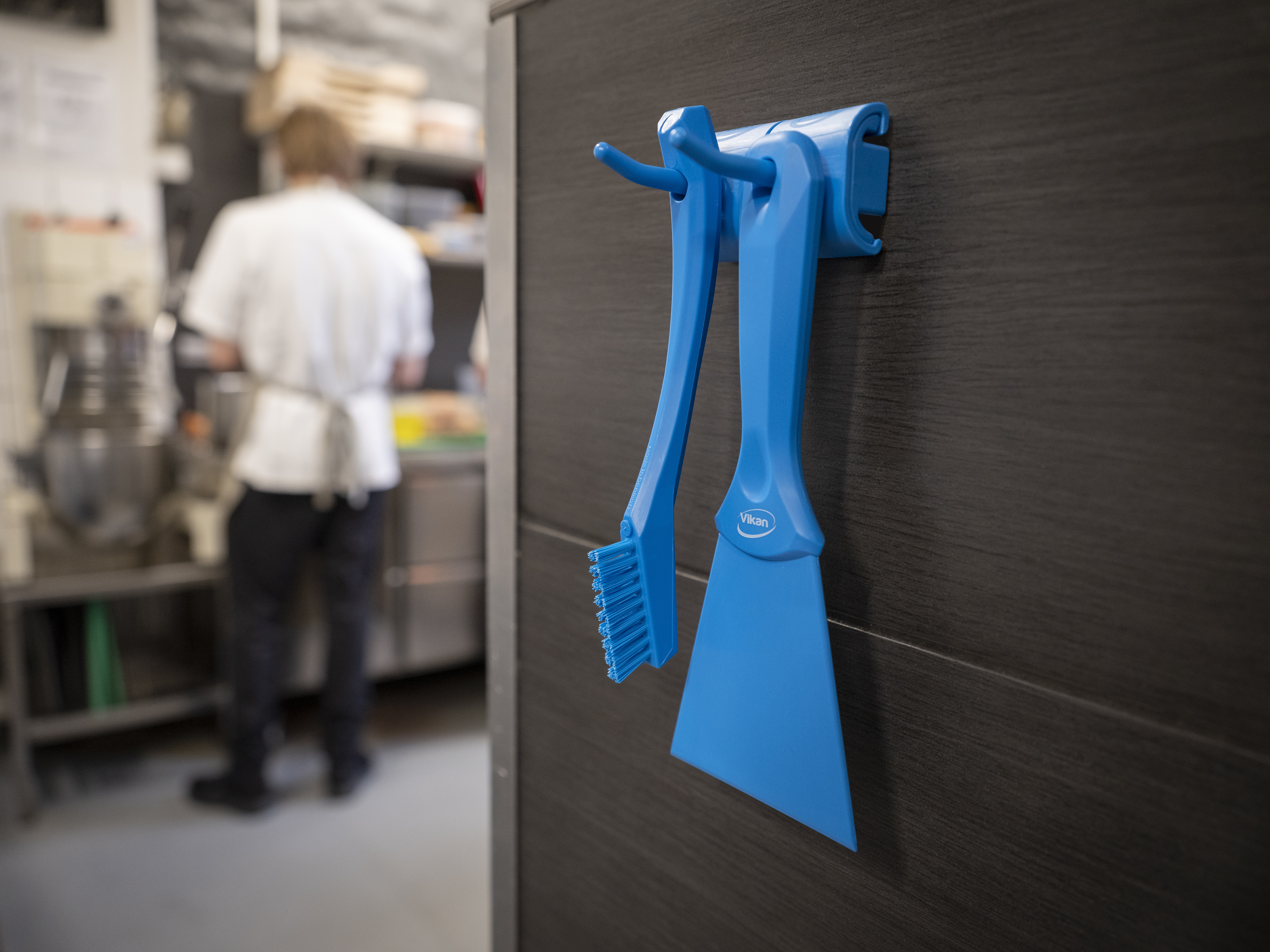 Vikan, Hygienic Wall Bracket, Double Hook Module, 82 mm, Blue