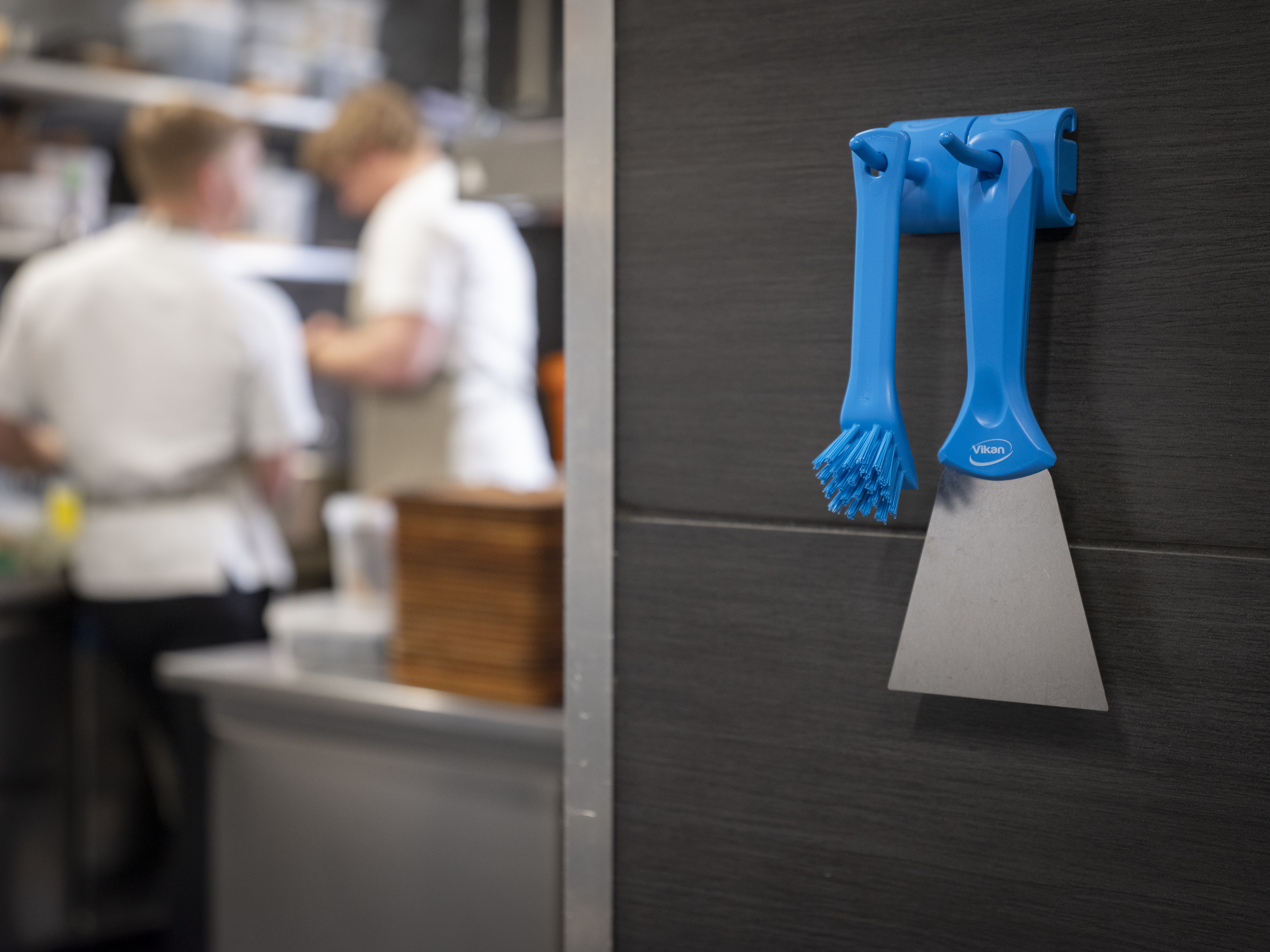 Vikan, Hygienic Wall Bracket, Double Hook Module, 82 mm, Blue