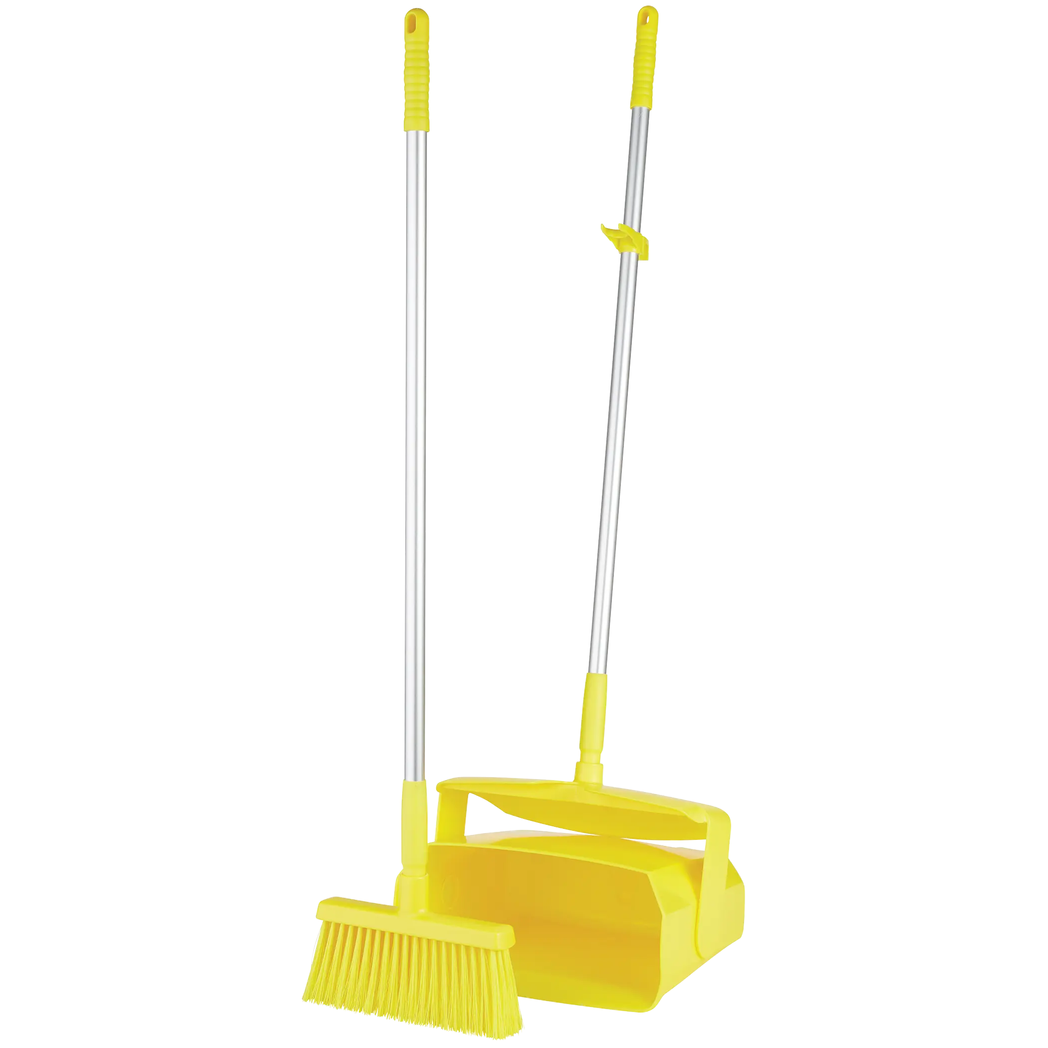 Lobby Dustpan w/Broom, 14.2", Yellow