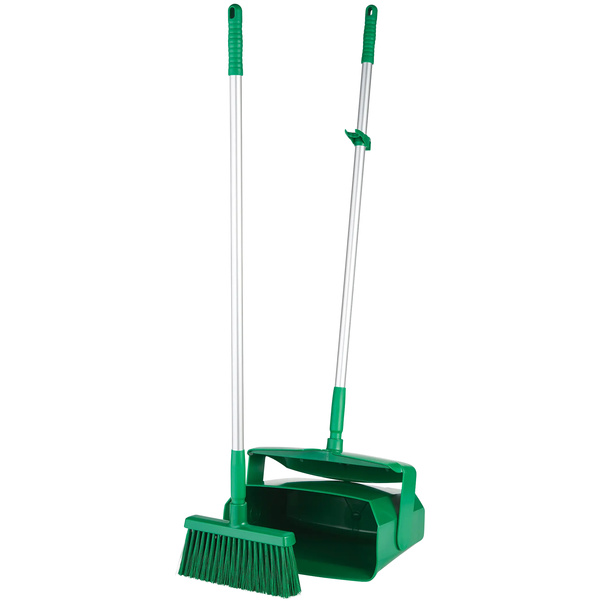 Lobby Dustpan w/Broom, 14.2", Green