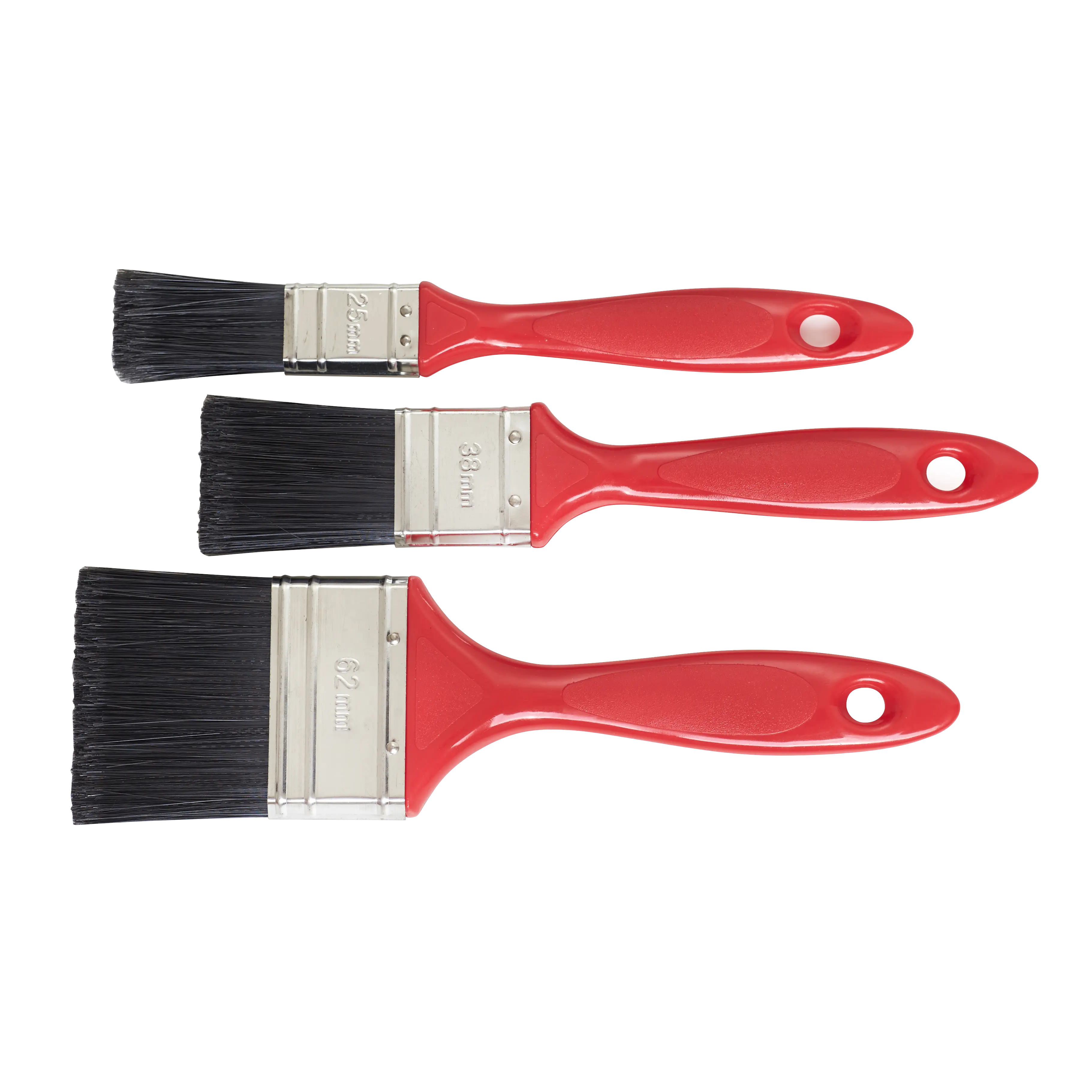 Penselsæt, 25, 40 og 60 mm, flade, 270 mm, Rød