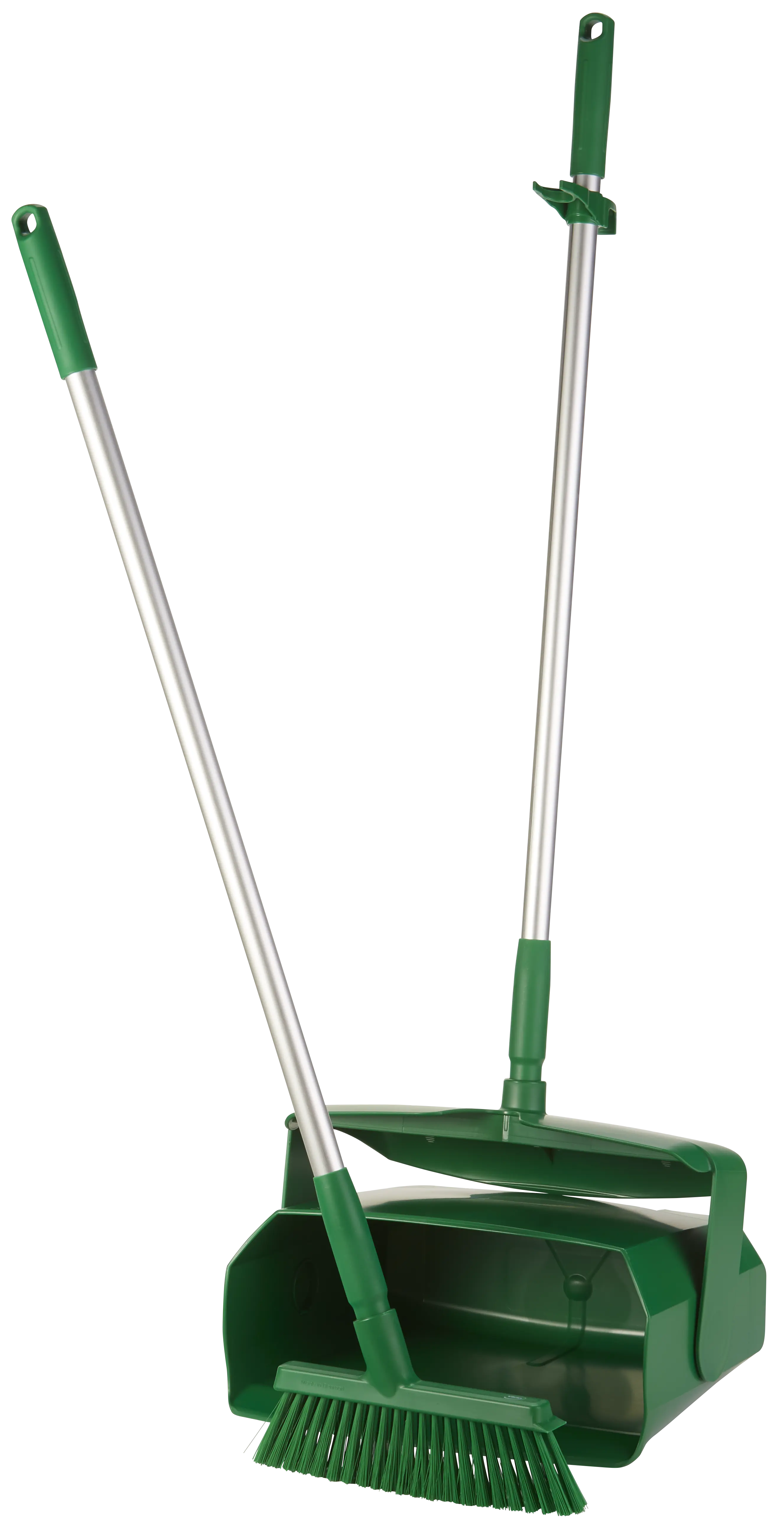 Dustpan set, closable with broom, 350 mm, Medium, Green