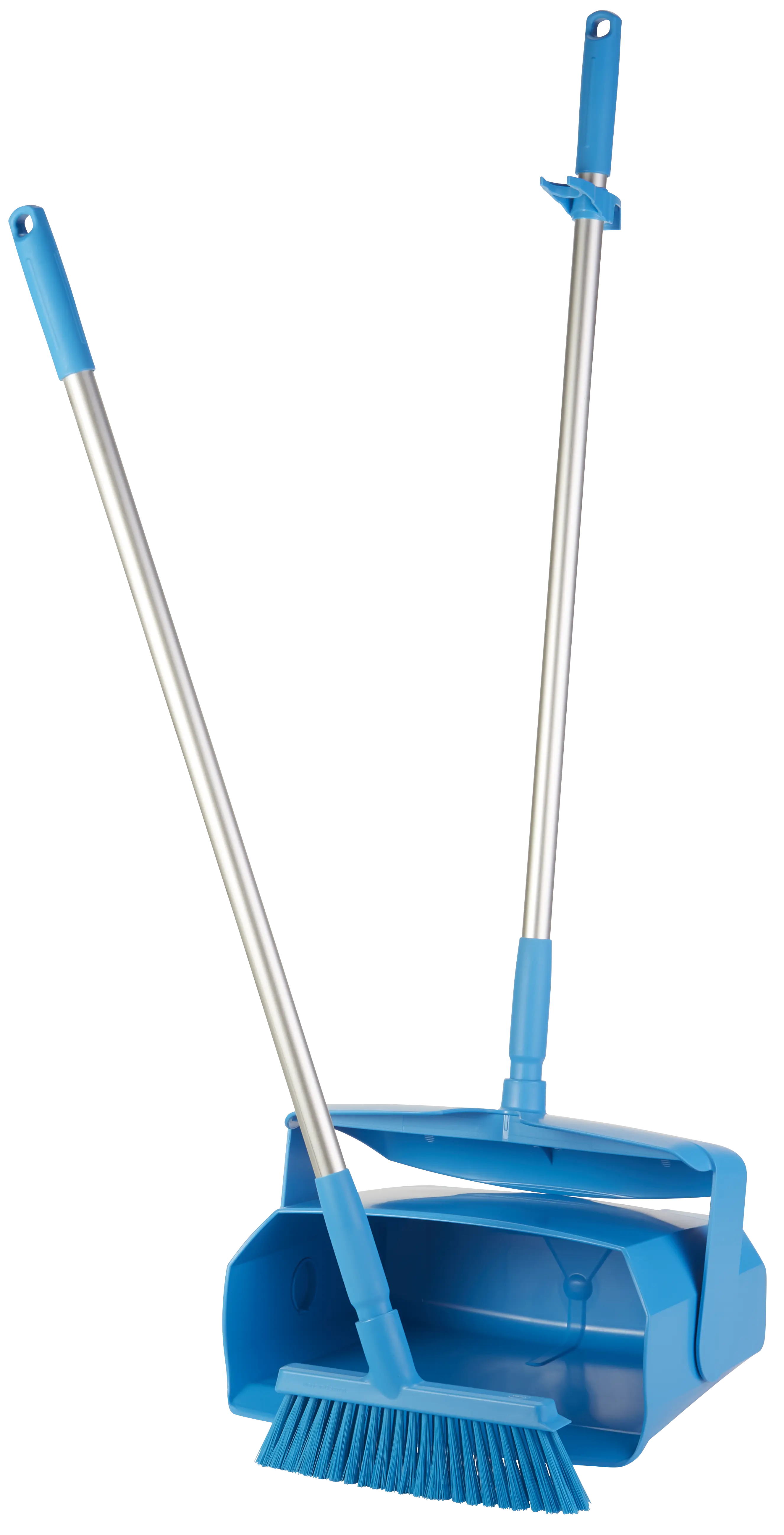 Dustpan set, closable with broom, 350 mm, Medium, Blue