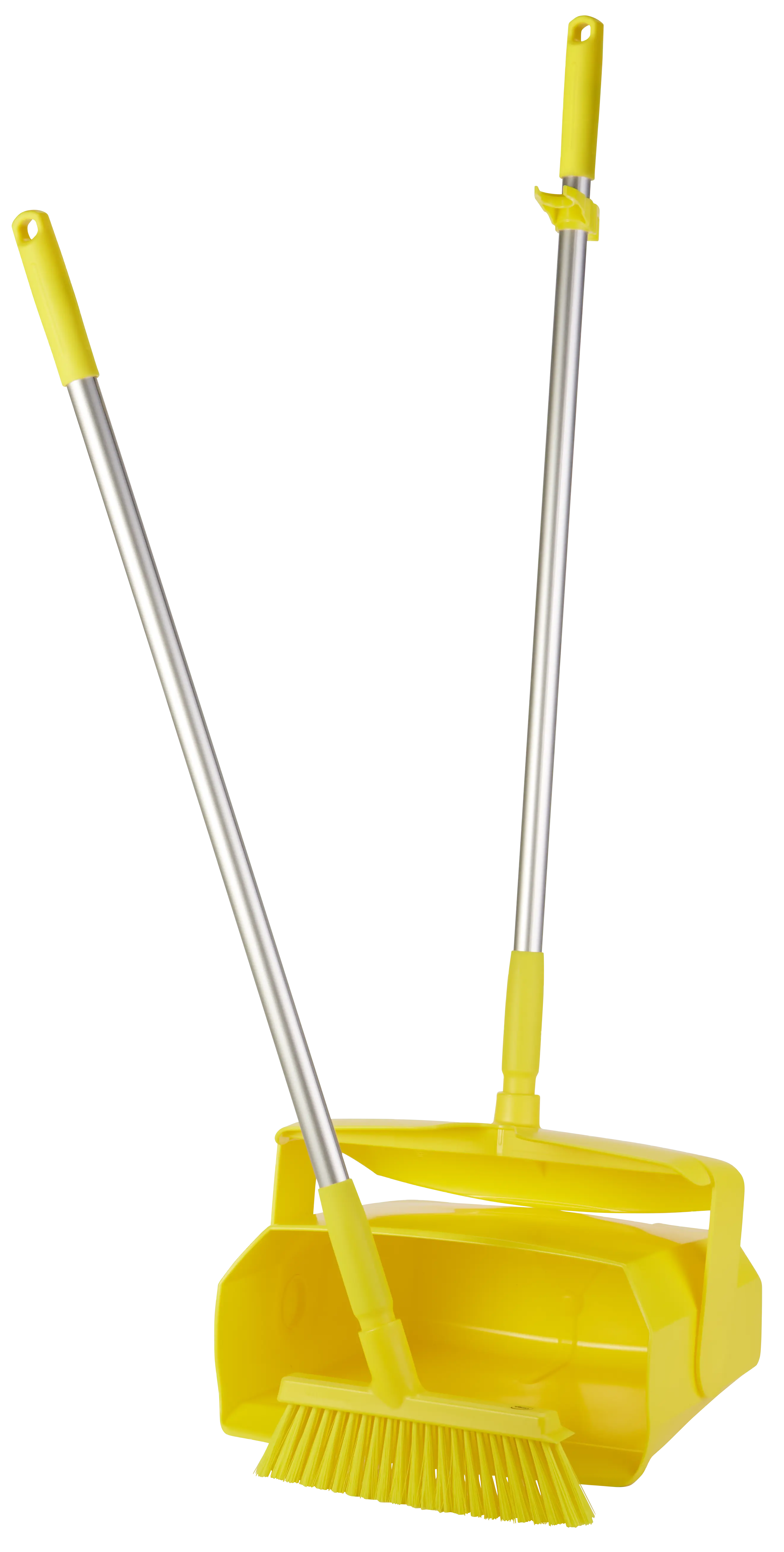 Dustpan set, closable with broom, 350 mm, Medium, Yellow