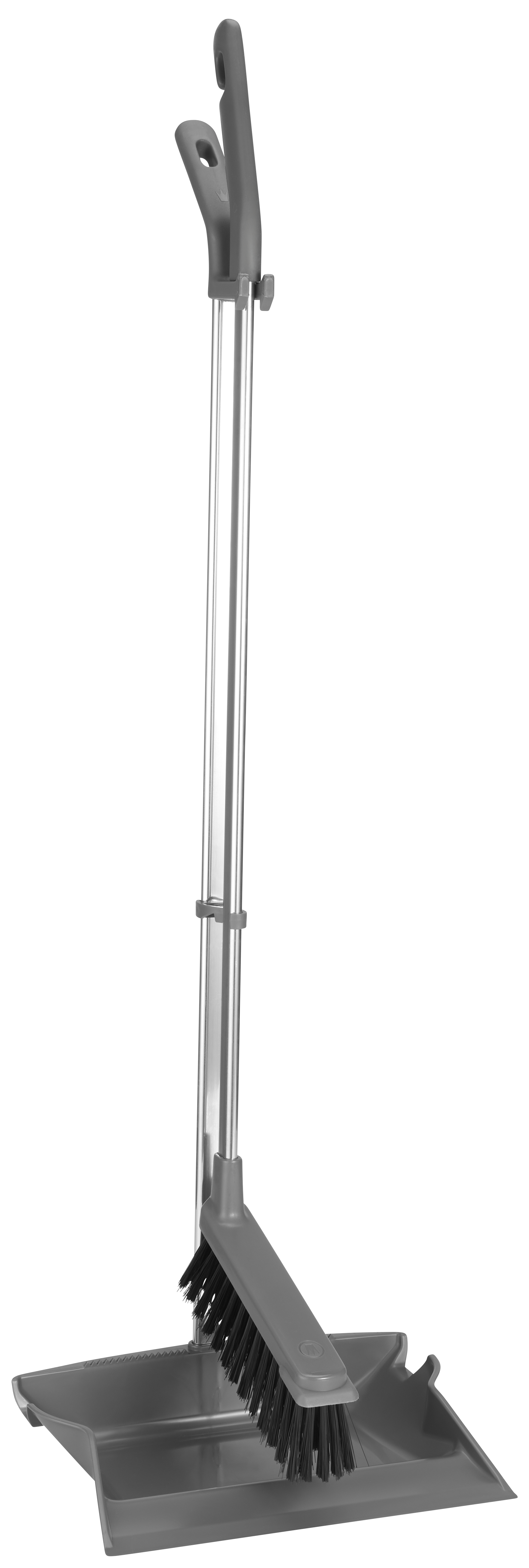 Langskaftet fejebakke med kost, 985 mm, Grå